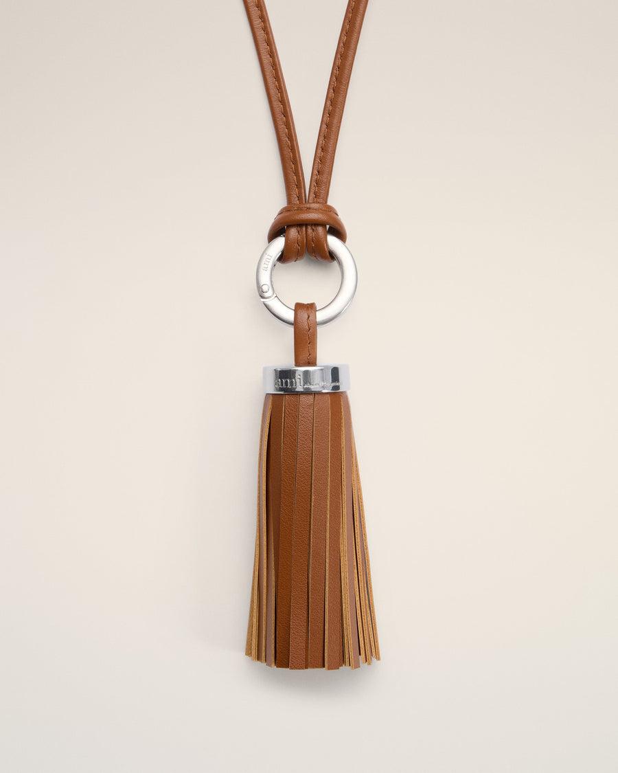 Brown Leather Ami Pompom Keyring