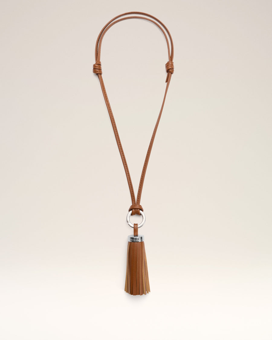Brown Leather Ami Pompom Keyring