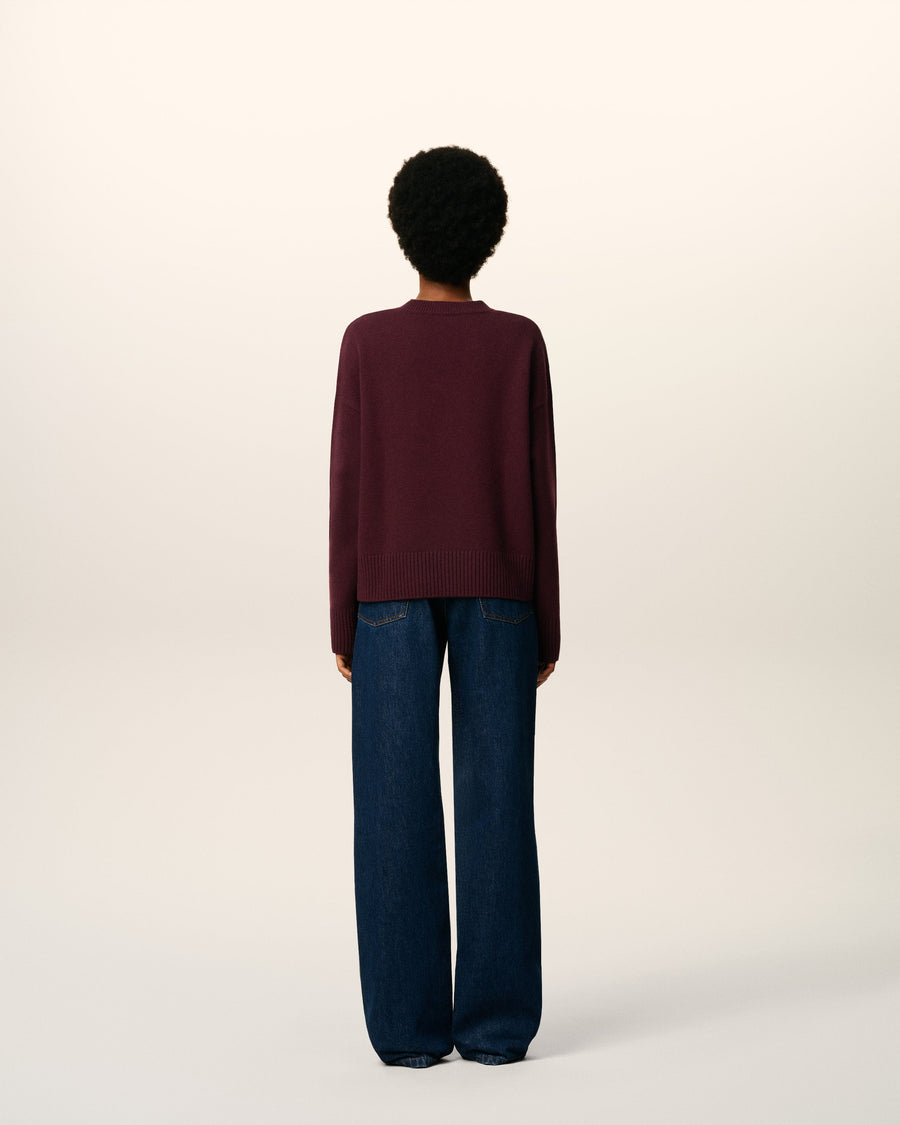 Burgundy Wool Ami De Coeur V Neck Sweater