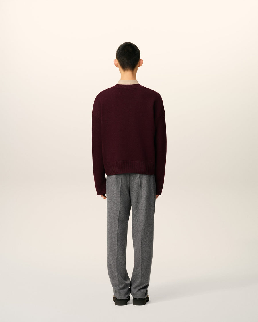 Burgundy Wool Ami De Coeur V Neck Sweater