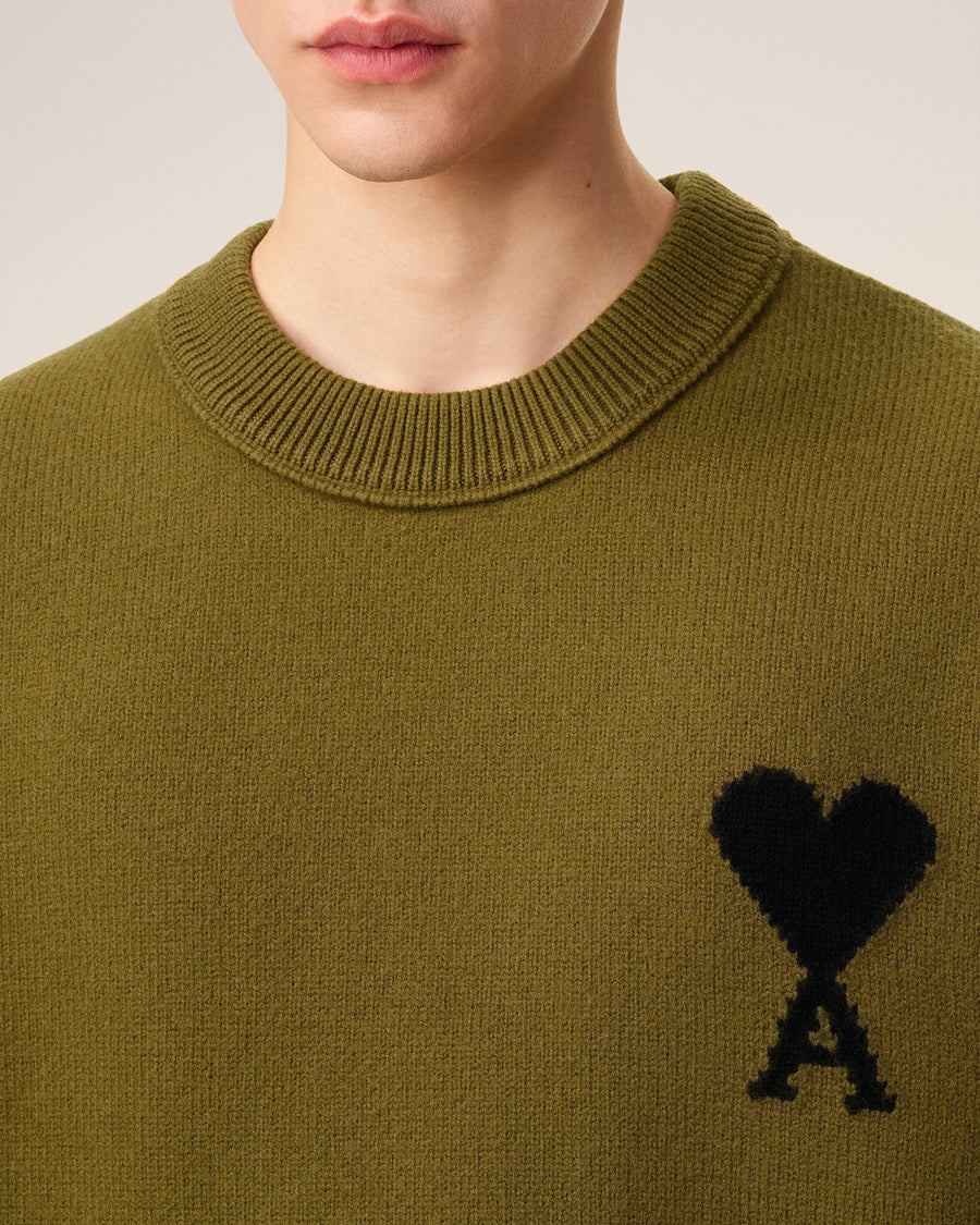 Green Wool Ami De Coeur Crewneck Sweater