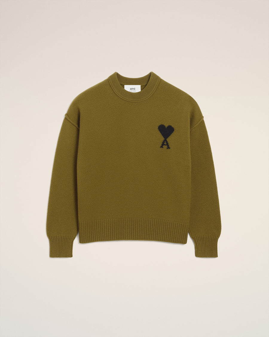 Green Wool Ami De Coeur Crewneck Sweater