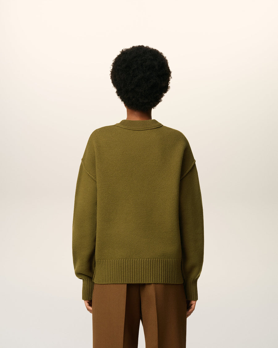 Green Wool Ami De Coeur Crewneck Sweater
