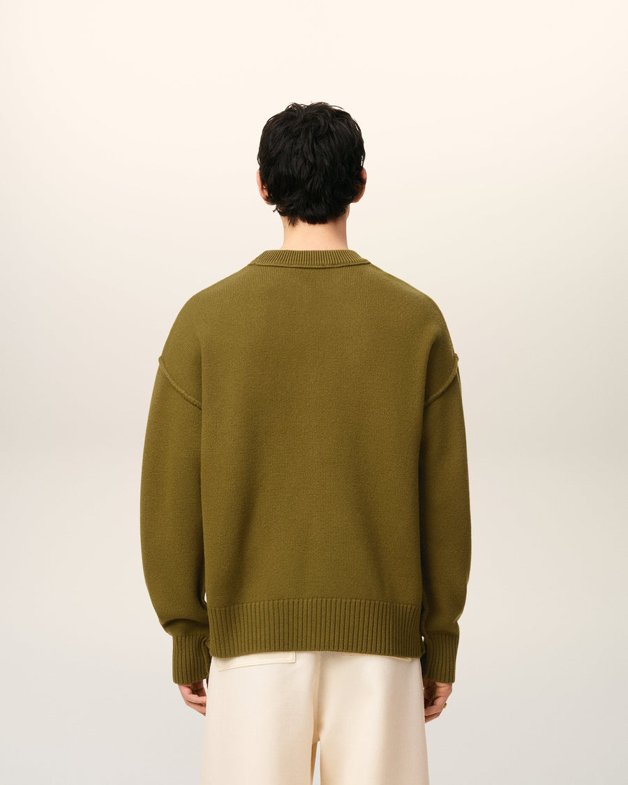 Green Wool Ami De Coeur Crewneck Sweater