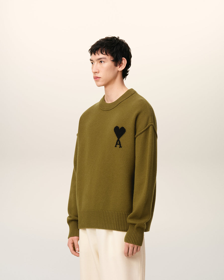 Green Wool Ami De Coeur Crewneck Sweater