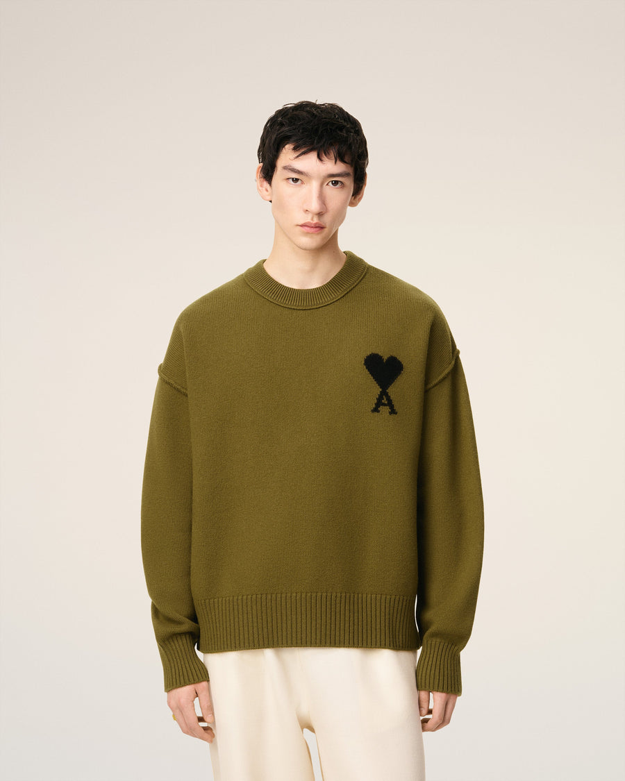 Green Wool Ami De Coeur Crewneck Sweater