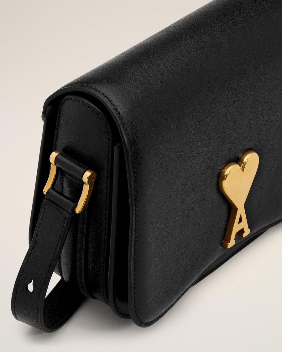 Black Leather Paris Paris  Bag