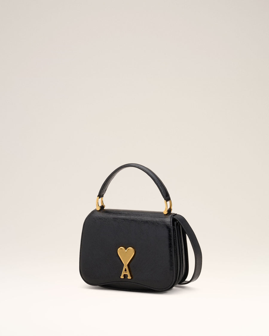 Black Leather Top Handle Paris Paris Bag