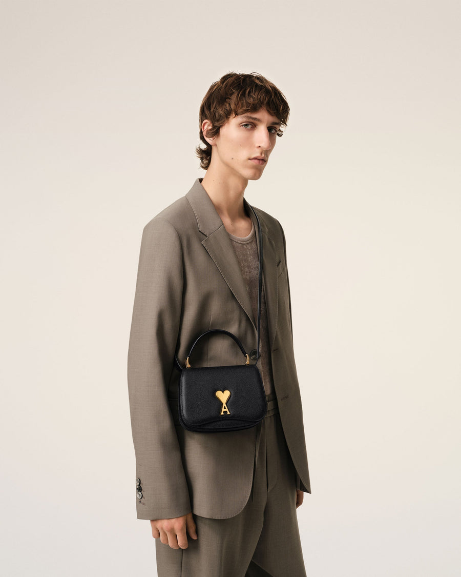 Black Leather Top Handle Paris Paris Bag