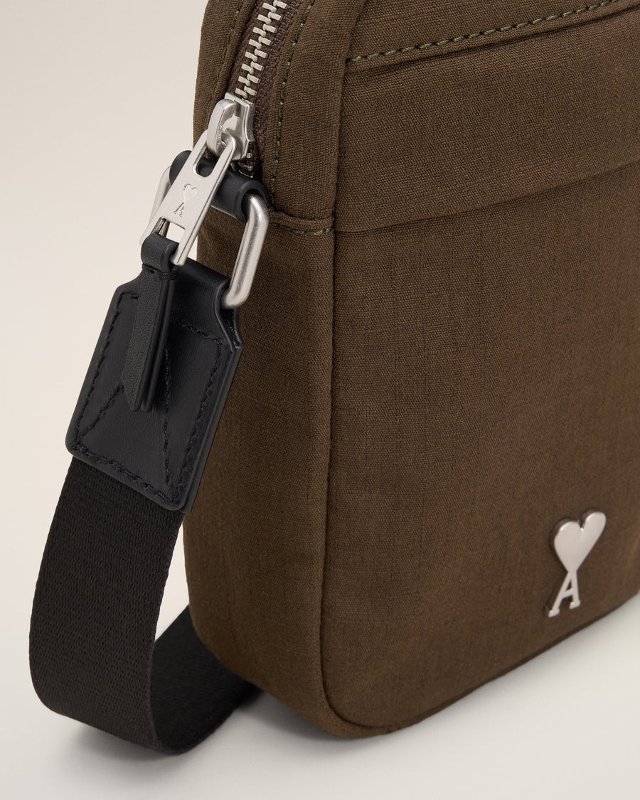 Green Canvas Small Ami de Coeur Crossbody Bag