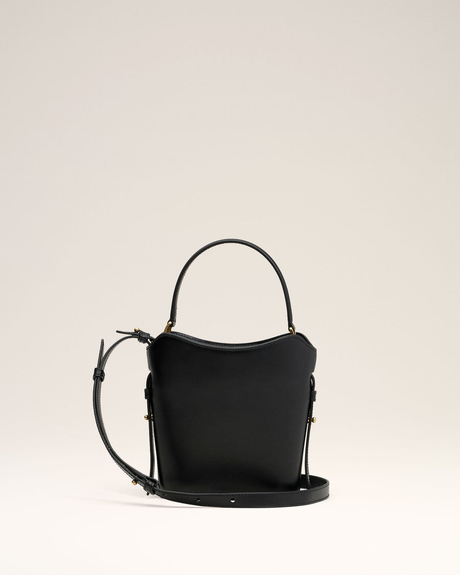 Black Leather Mini Paris Paris Bucket Bag