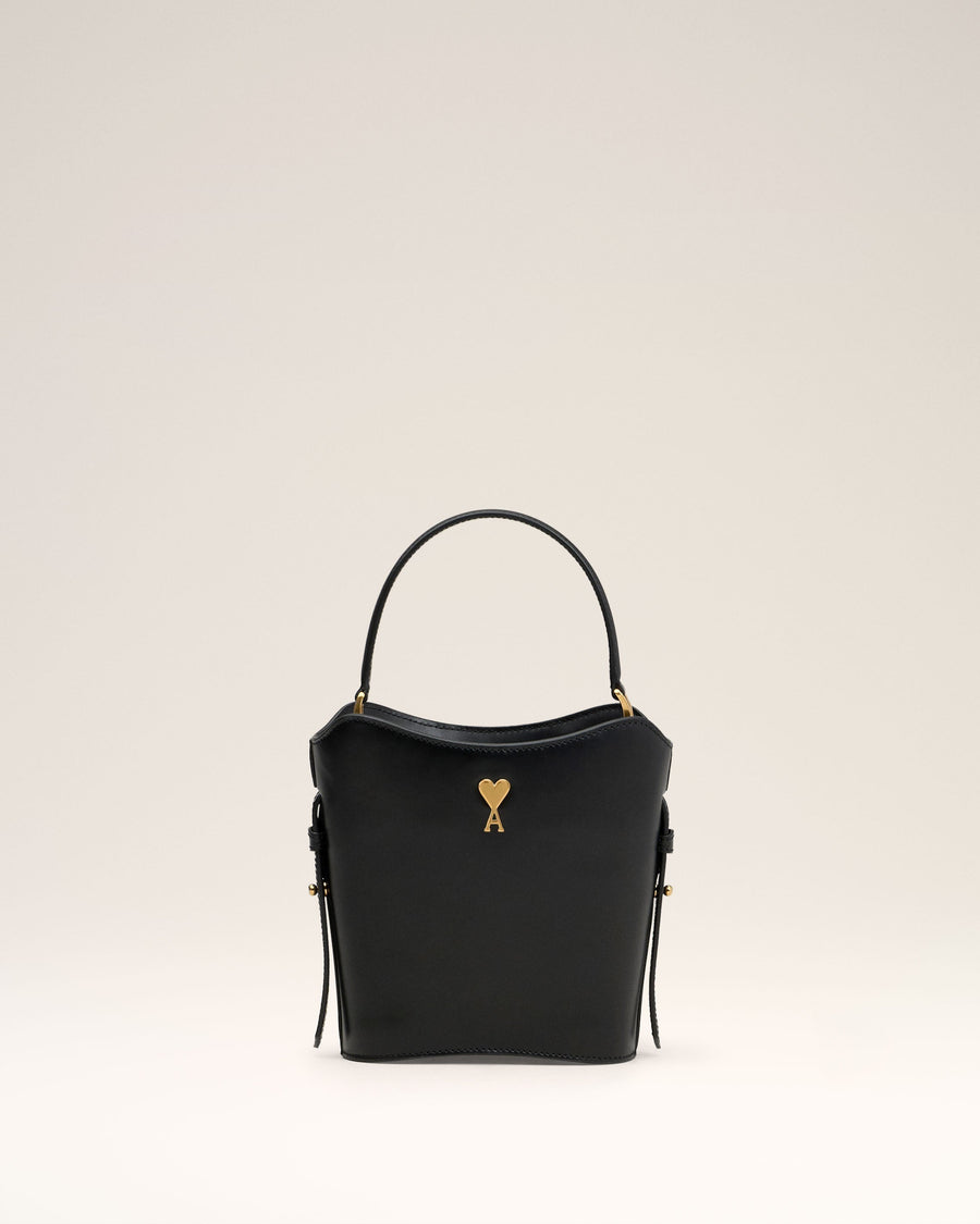 Black Leather Mini Paris Paris Bucket Bag
