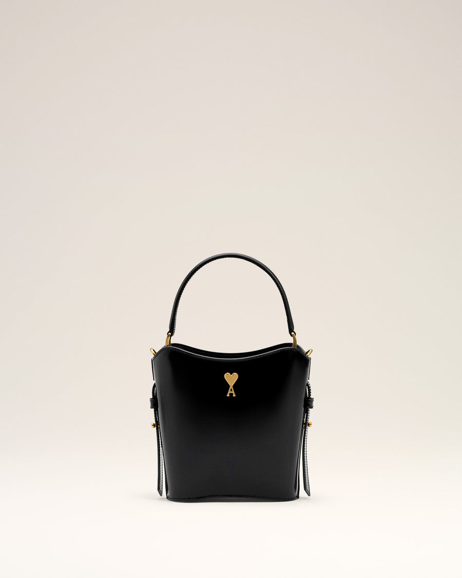 Black Leather Mini Paris Paris Bucket Bag