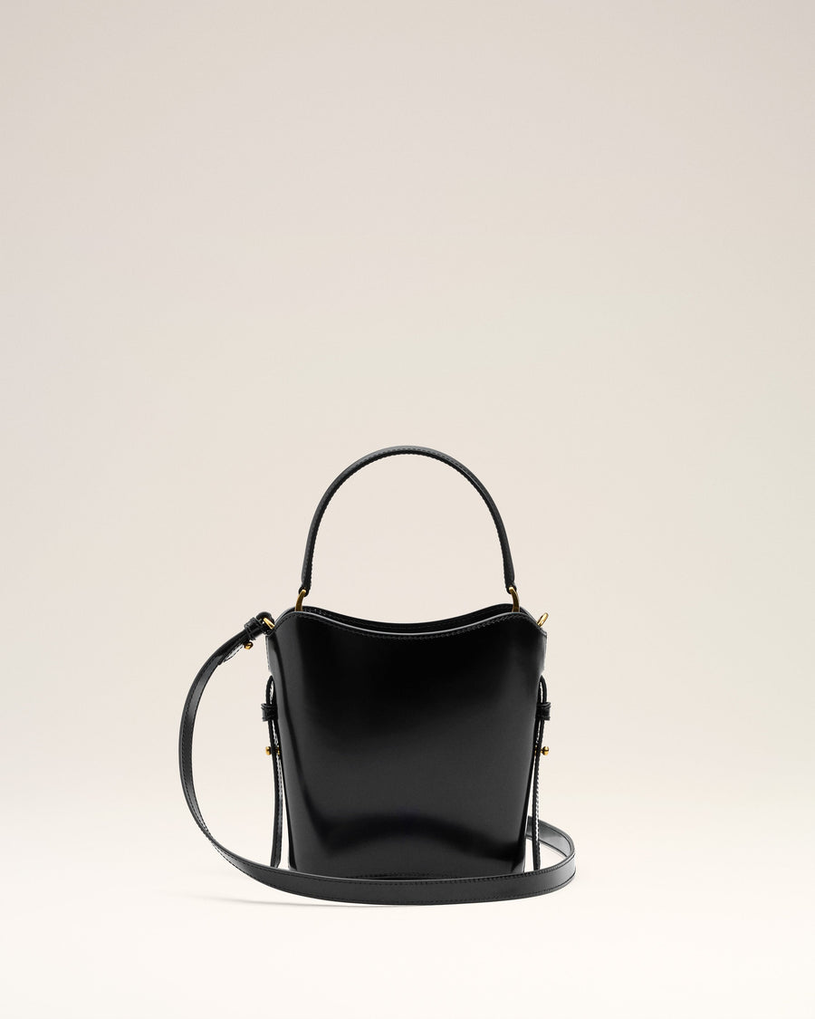 Black Leather Mini Paris Paris Bucket Bag