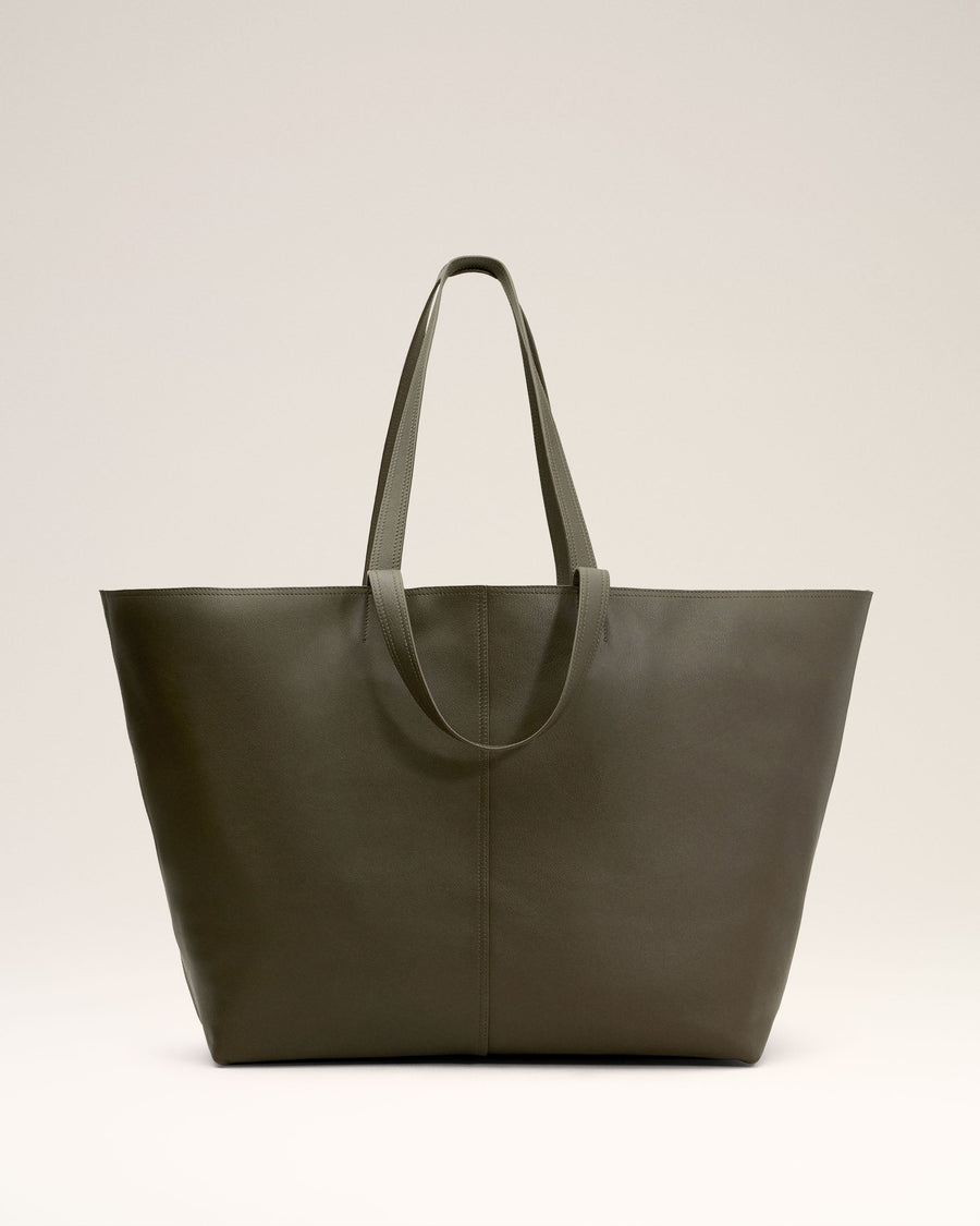 Green Leather Midi Maxi Tote Bag