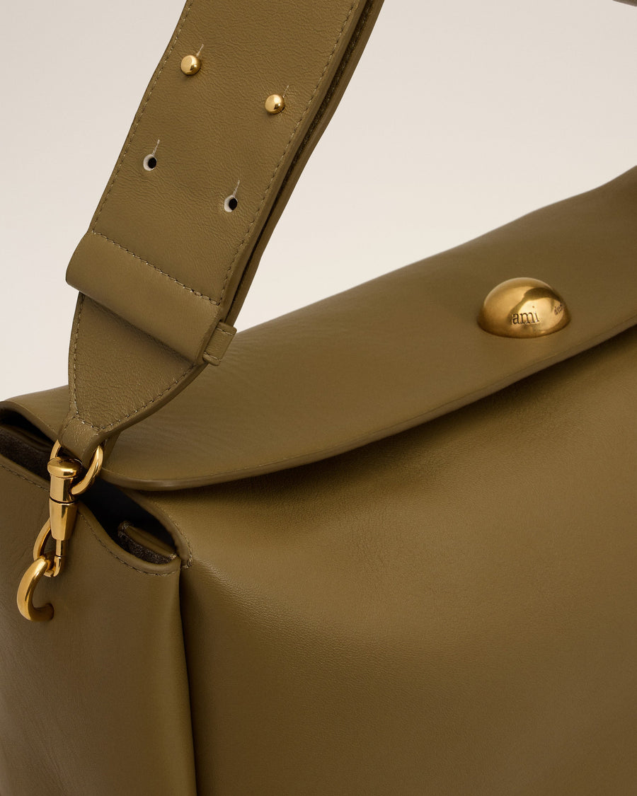 Khaki Leather Large Carrousel Bag