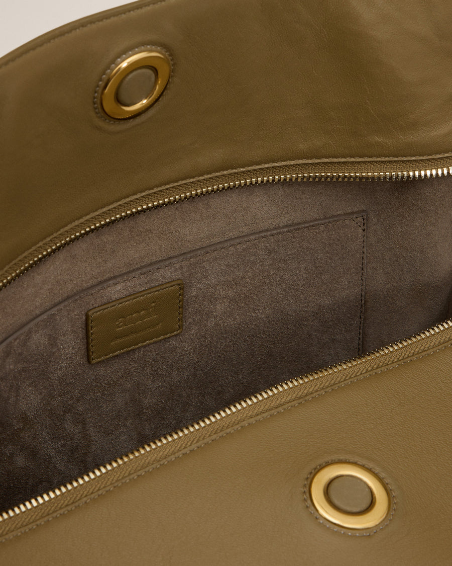 Khaki Leather Large Carrousel Bag
