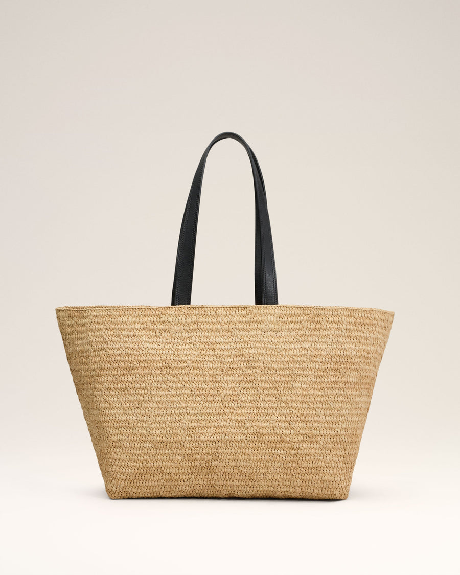 Beige Leather Rafia Ami Paris Tote Bag