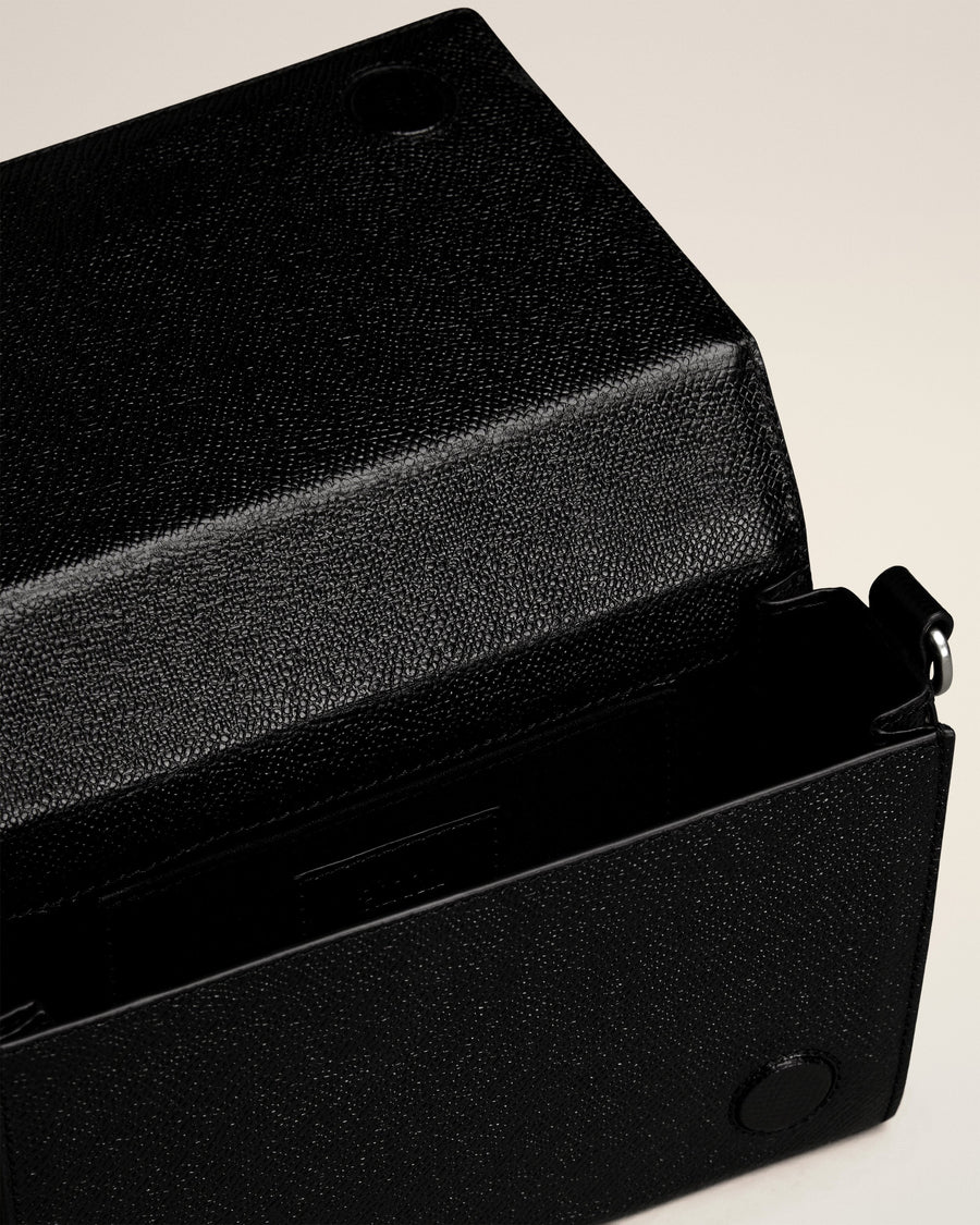 Black Leather Ami de Coeur Lunch Box Bag
