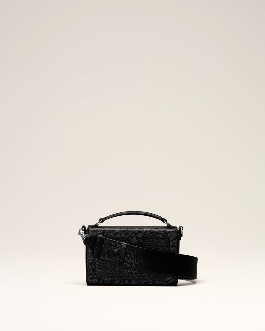 Black Leather Ami de Coeur Lunch Box Bag