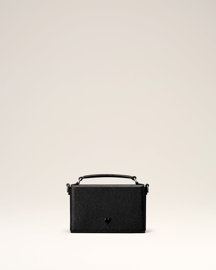 Black Leather Ami de Coeur Lunch Box Bag