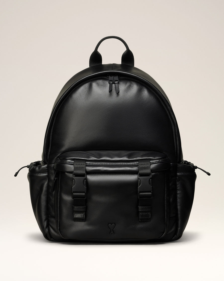 Black Leather Ami De Coeur Backpack