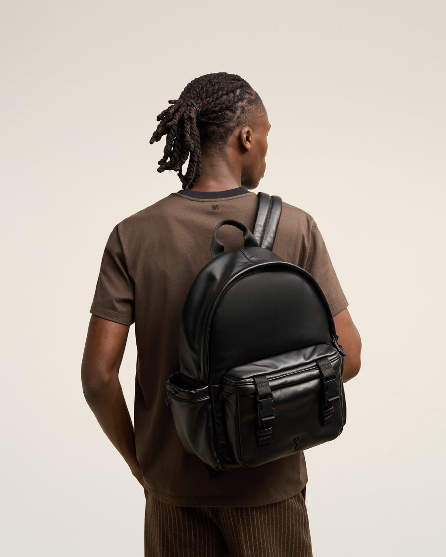 Black Leather Ami De Coeur Backpack