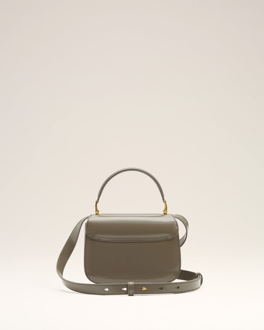 Grey Glazed Leather Top Handle Paris Paris Bag