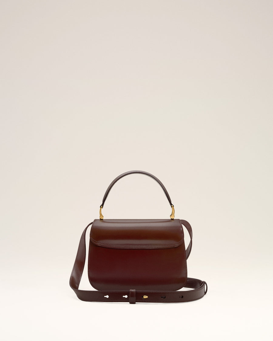 Burgundy Glazed Leather Handle Paris Paris Bag