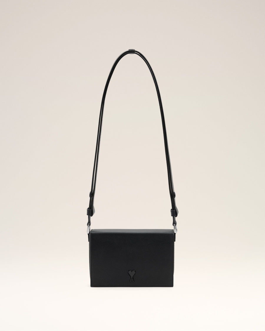 Black Smooth Leather Ami De Coeur Lunch Box Bag
