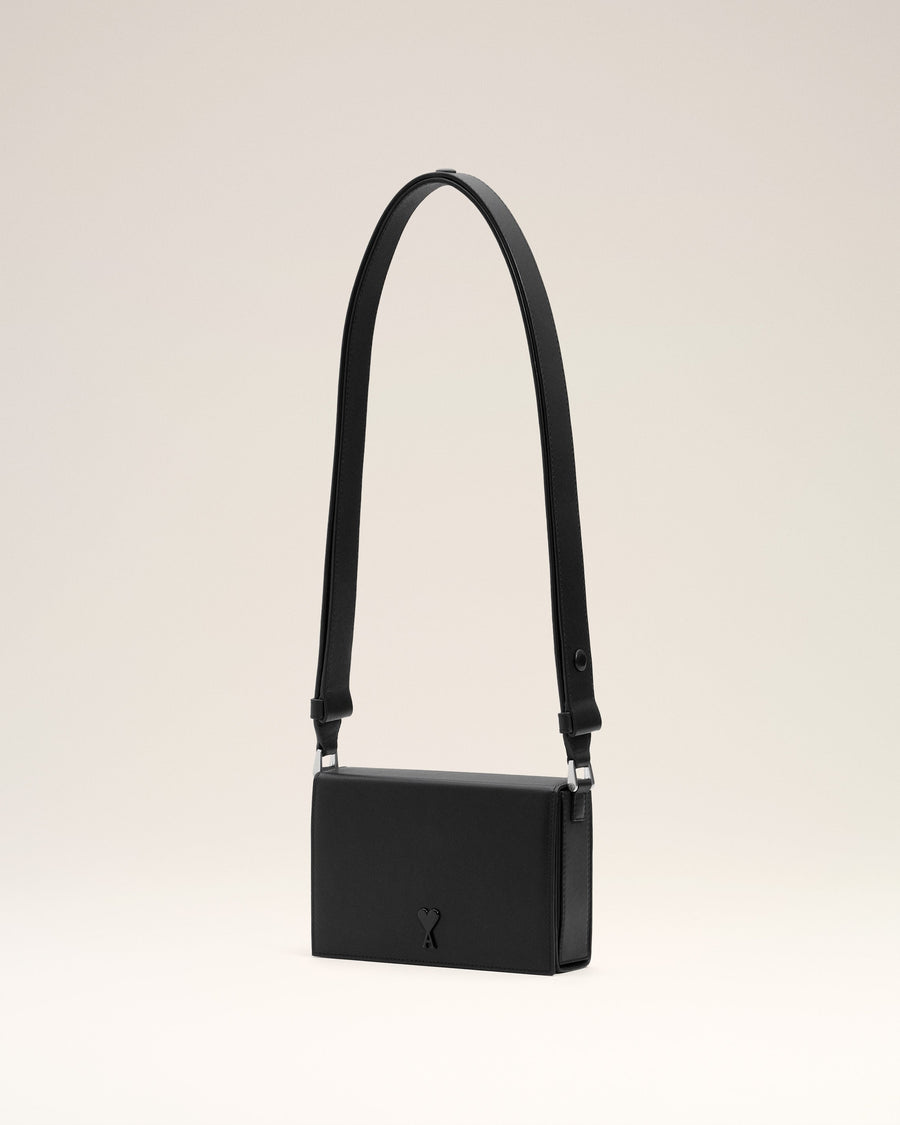 Black Smooth Leather Ami De Coeur Lunch Box Bag