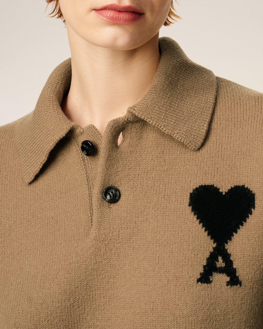 Brown Wool Ami De Coeur Polo