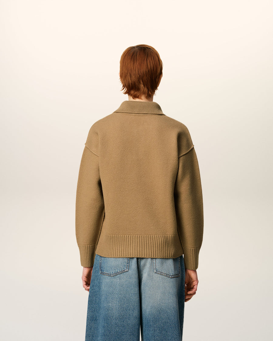 Brown Wool Ami De Coeur Polo