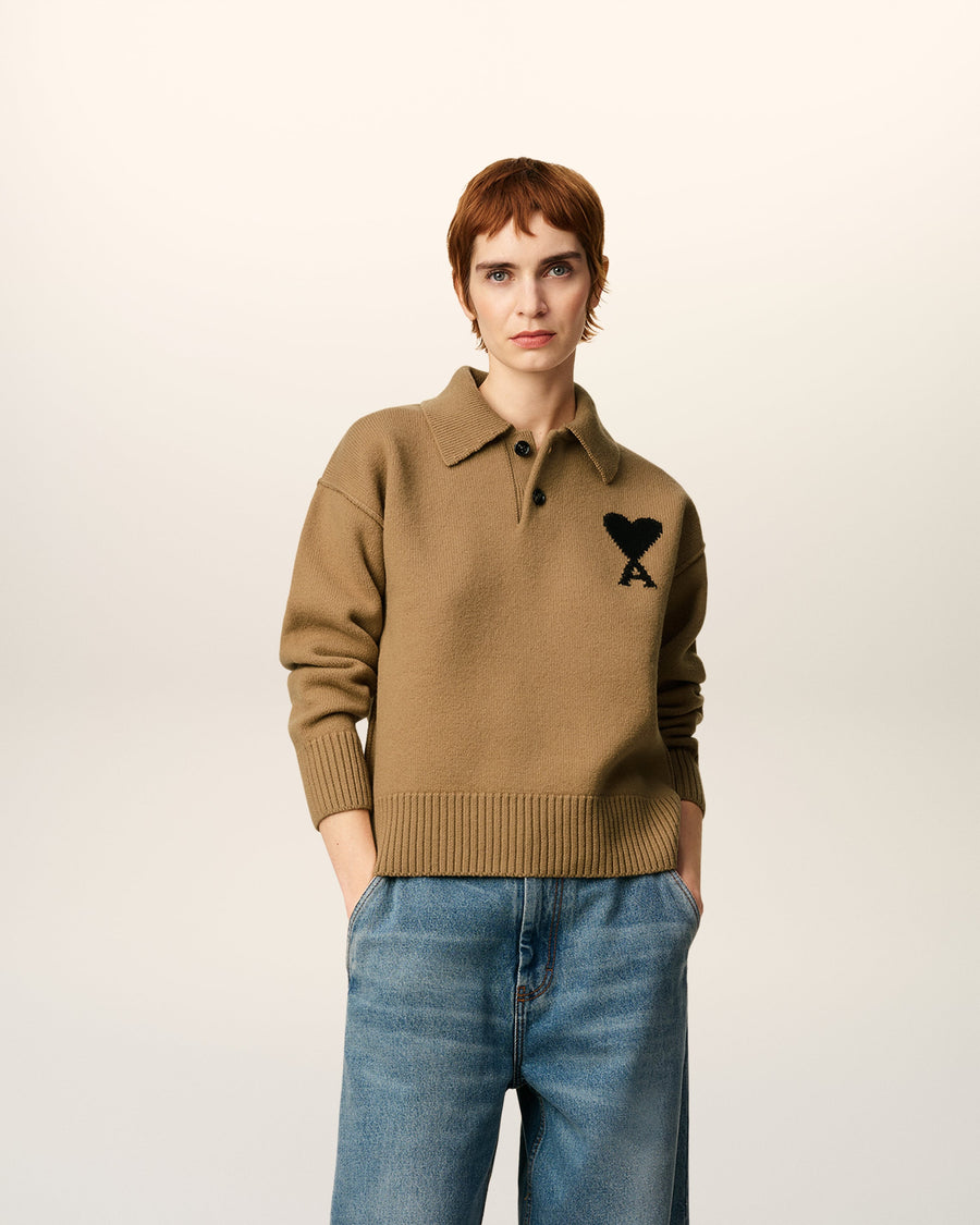 Brown Wool Ami De Coeur Polo
