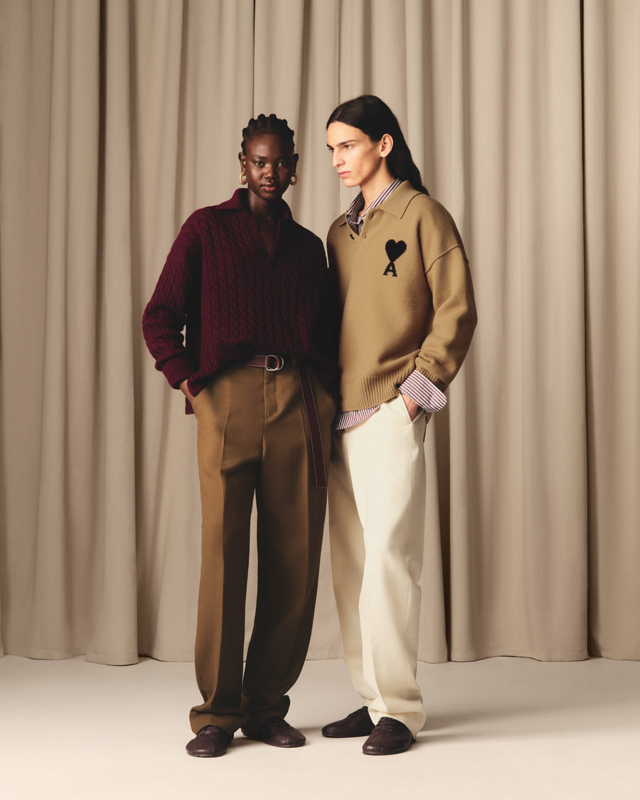 Brown Wool Ami De Coeur Polo