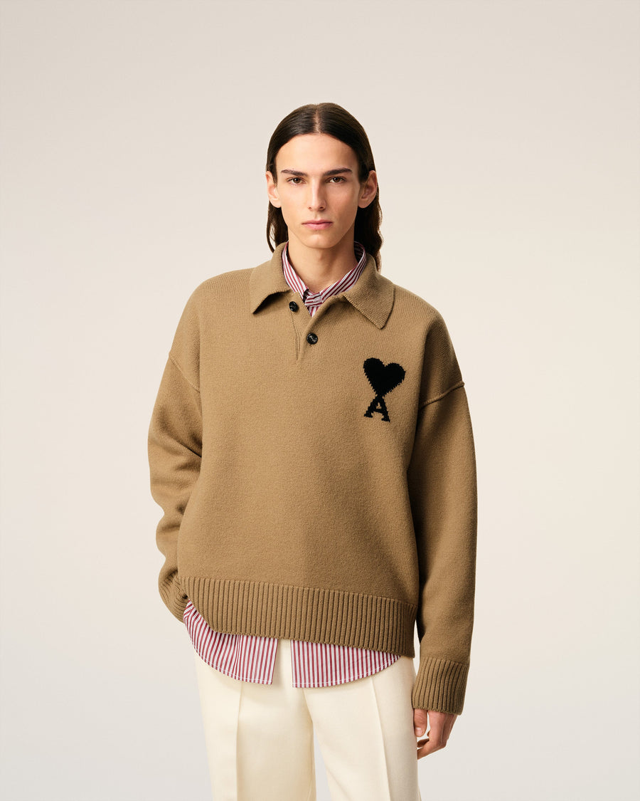 Brown Wool Ami De Coeur Polo