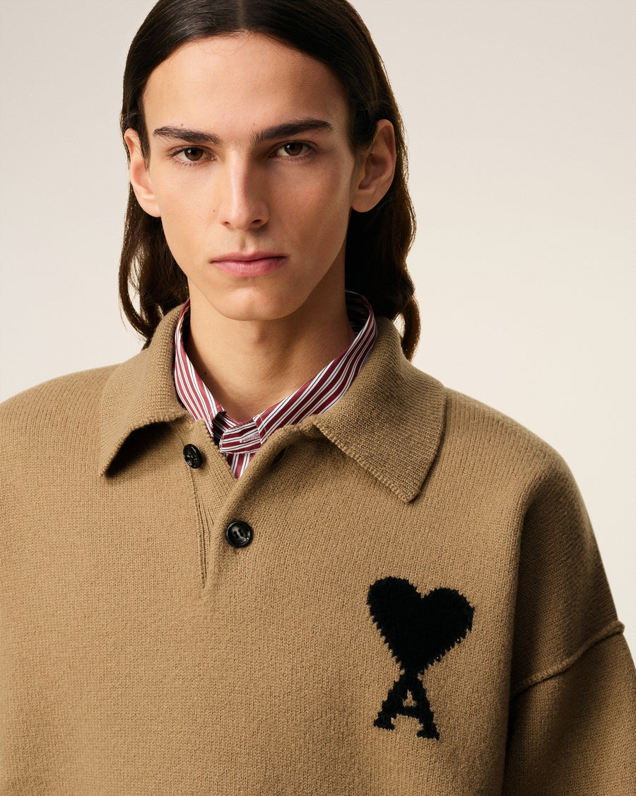 Brown Wool Ami De Coeur Polo