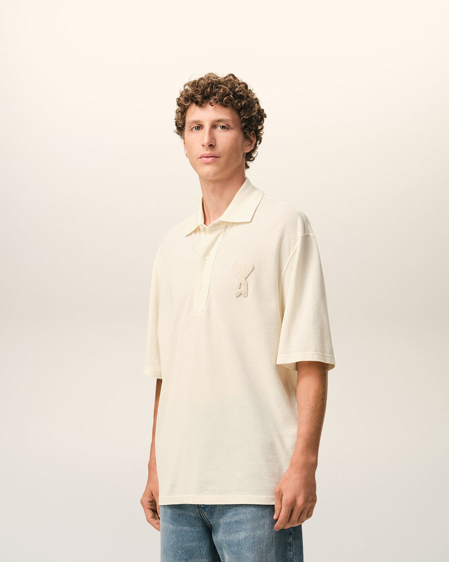 White Cotton Ami De Coeur Knitted Patch Polo