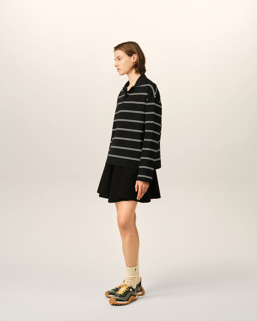 Black striped cotton polo with Ami patch