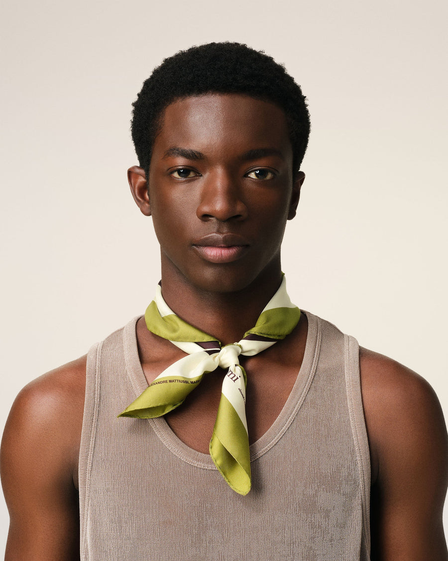 Khaki Silk Tricolor Bandana