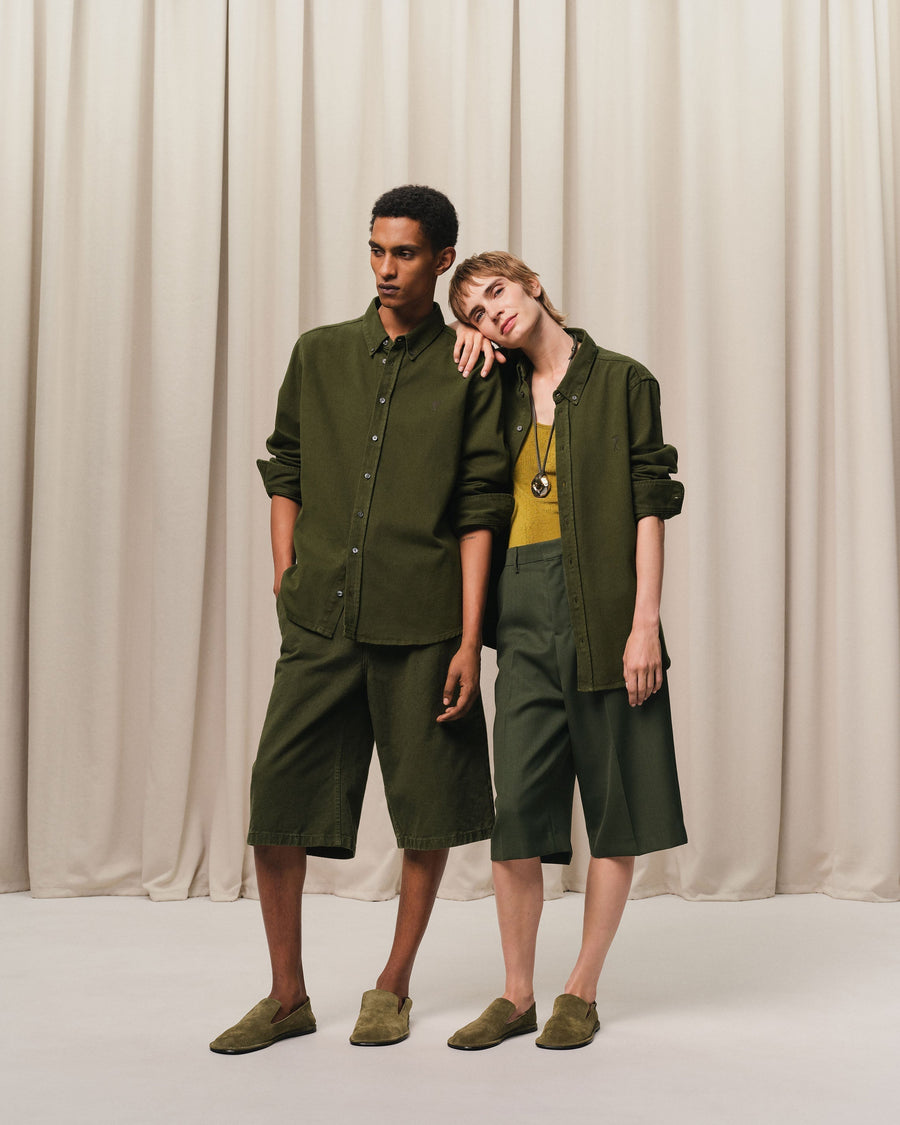 Green Cotton Button-Down Ami de Coeur Shirt