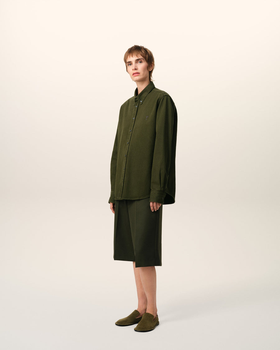 Green Cotton Button-Down Ami de Coeur Shirt