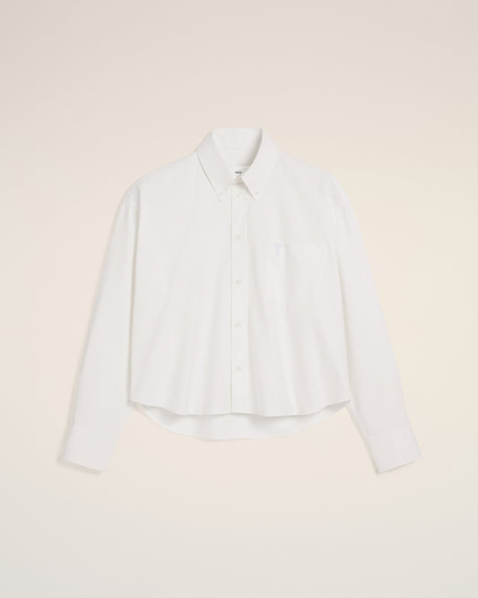 White Cotton Cropped Oversized Shirt