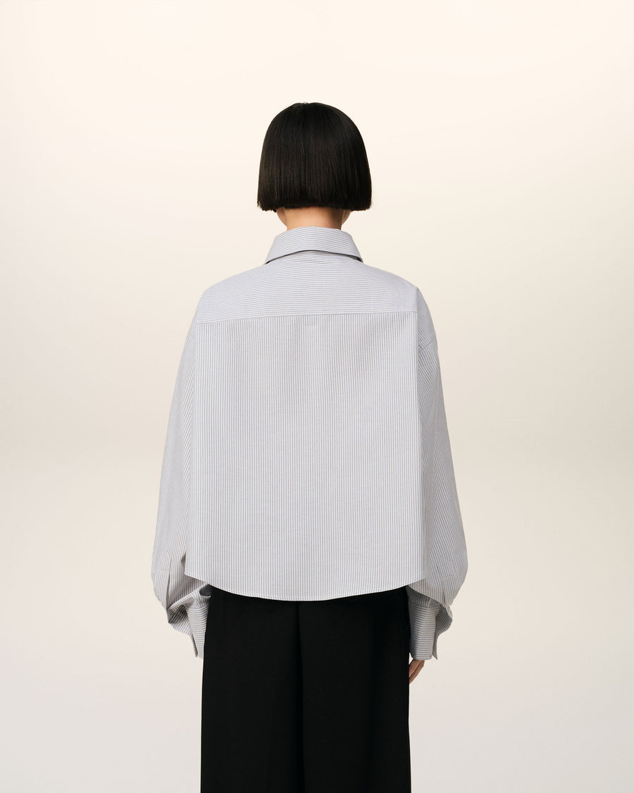 Purple Cotton Cropped Oversized Shirt