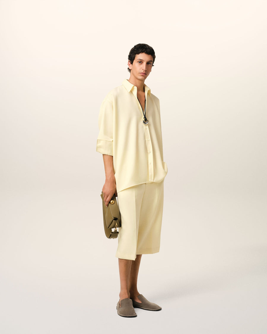 Yellow Wool Back Slit Loose Shirt