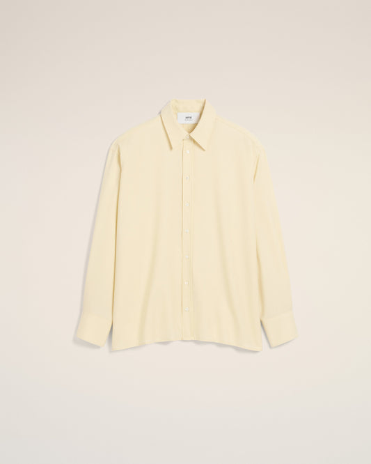 Yellow Wool Back Slit Loose Shirt