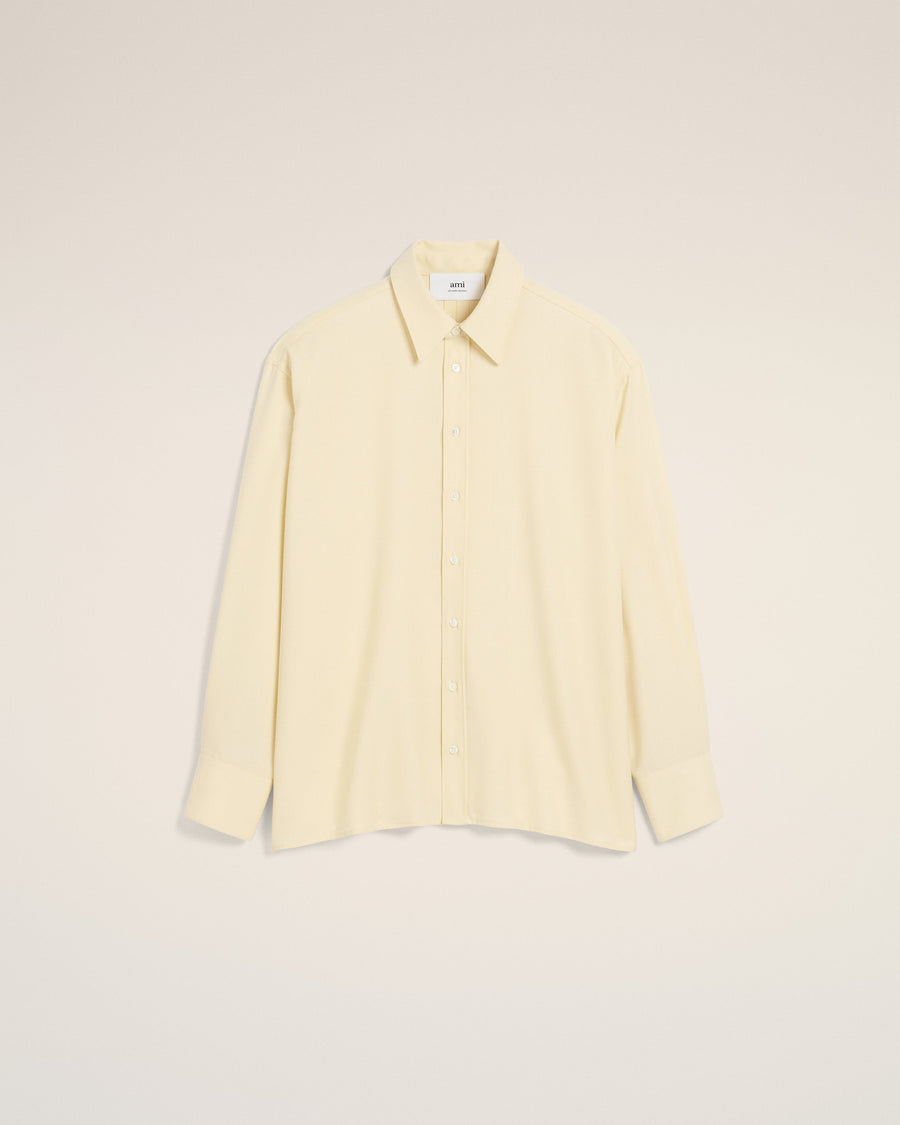 Yellow Wool Back Slit Loose Shirt