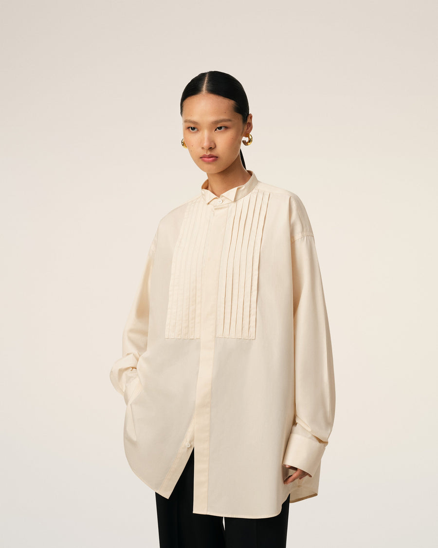 Beige Cotton Oversized Shirt