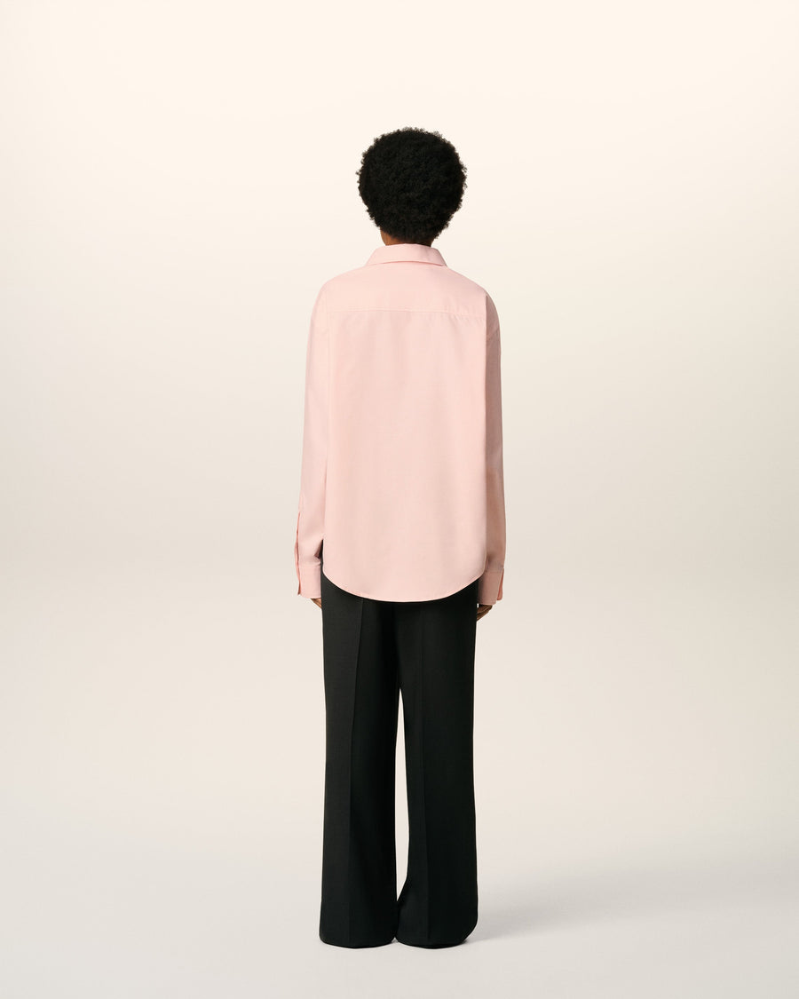 Pink Cotton Embossed Ami De Coeur Boxy Shirt