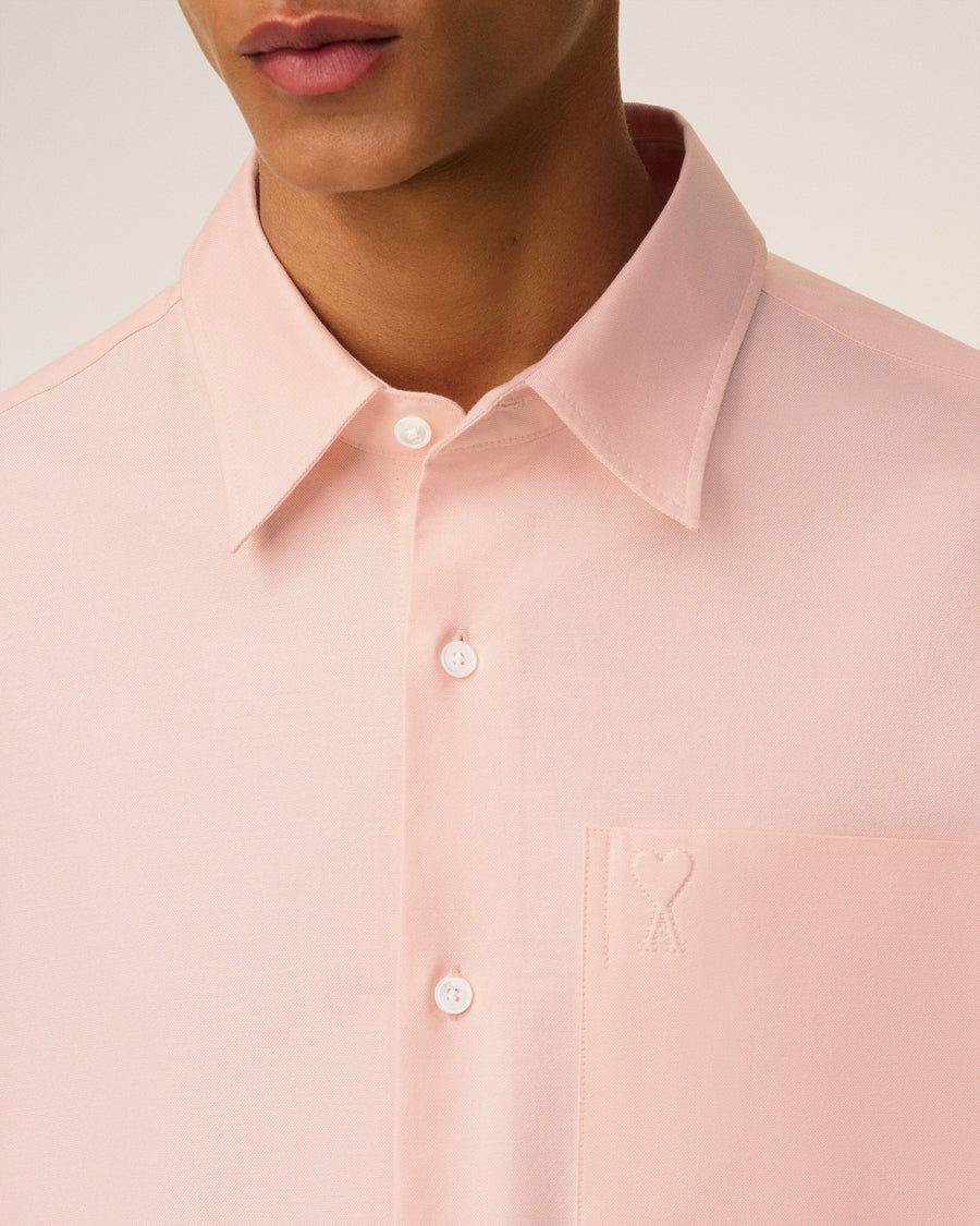 Pink Cotton Embossed Ami De Coeur Boxy Shirt